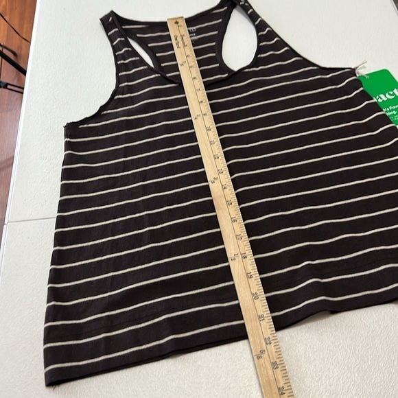 Pact Sz Small Brown Stripe Crop Tank Top Relaxed Organic Cotton NWT - Picture 7 of 7